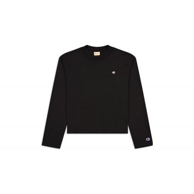 Champion Long Sleeve Jersey Top - Μαύρος - Κοντομάνικο μπλουζάκι
