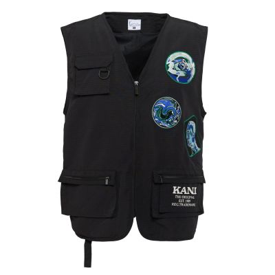Karl Kani Retro Patched Utility Vest Black - Μαύρος - Γιλέκο