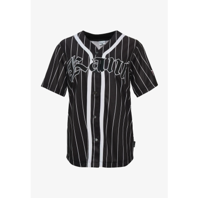 Karl Kani Woven Signature Old English Baseball Women Shirt Black/White - Μαύρος - Πουκάμισο
