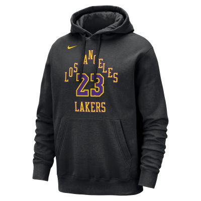 Nike NBA Los Angeles Lakers LeBron James City Edition Club Hoodie - Μαύρος - ΦΟΥΤΕΡ με ΚΟΥΚΟΥΛΑ