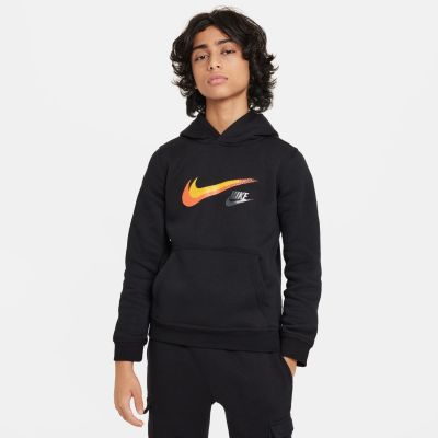 Nike Sportswear Big Kids' Fleece Pullover Graphic Hoodie Black - Μαύρος - ΦΟΥΤΕΡ με ΚΟΥΚΟΥΛΑ