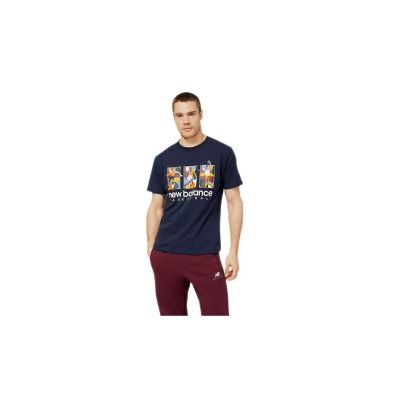 New Balance Hoops Abstract Graphic T-Shirt - Μπλε - Κοντομάνικο μπλουζάκι
