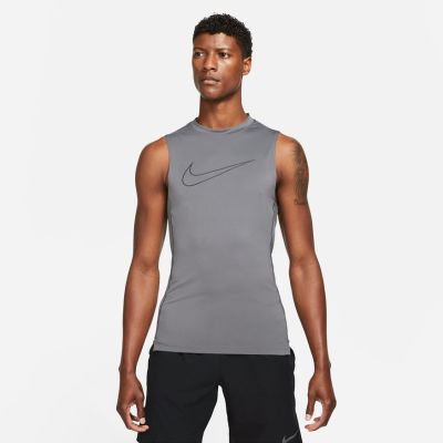 Nike Pro Dri-FIT Tight Fit Sleeveless Top - Γκρί - Κοντομάνικο μπλουζάκι