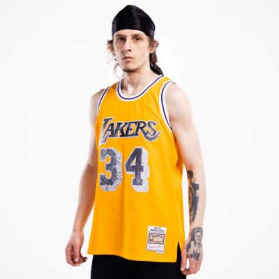 Mitchell & Ness 75th Anniversary Swingman Jersey Shaquille O'Neil Los Angeles Lakers Light Gold - Κίτρινος - Φανέλα